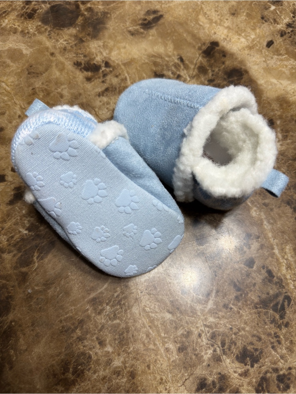 Muk Luks Light Blue Faux Fur Lined Baby Booties
